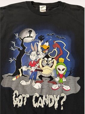 Vintage Warner Bros Studio Store Looney Tunes Halloween Shirt XL Got Candy 1999